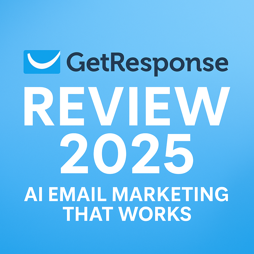 Featured image for GetResponse review 2025 showing AI-powered email marketing concept